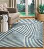Blue Abstract Blended Wool 6 ft x 9 ft Hand Tufted Carpet