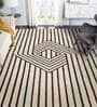 Beige Abstract Blended Wool 6 ft x 9 ft Hand Tufted Carpet