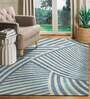 Blue Abstract Blended Wool 8 ft x 10 ft Hand Tufted Carpet