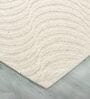 Ivory Abstract Wool and Cotton 6 ft x 9 ft Hand Woven Carpet