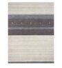 Ivory Striped Wool And Viscose 3 ft x 5 ft Hand Woven Carpet