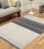 Ivory Striped Wool And Viscose 3 ft x 5 ft Hand Woven Carpet
