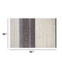 Ivory Striped Wool And Viscose 5 ft x 8 ft Hand Woven Carpet
