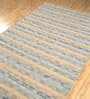 Off White Striped Wool 5 ft x 7 ft Flat Weave Dhurrie