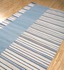 Off White Striped Wool 5 ft x 7 ft Flat Weave Dhurrie