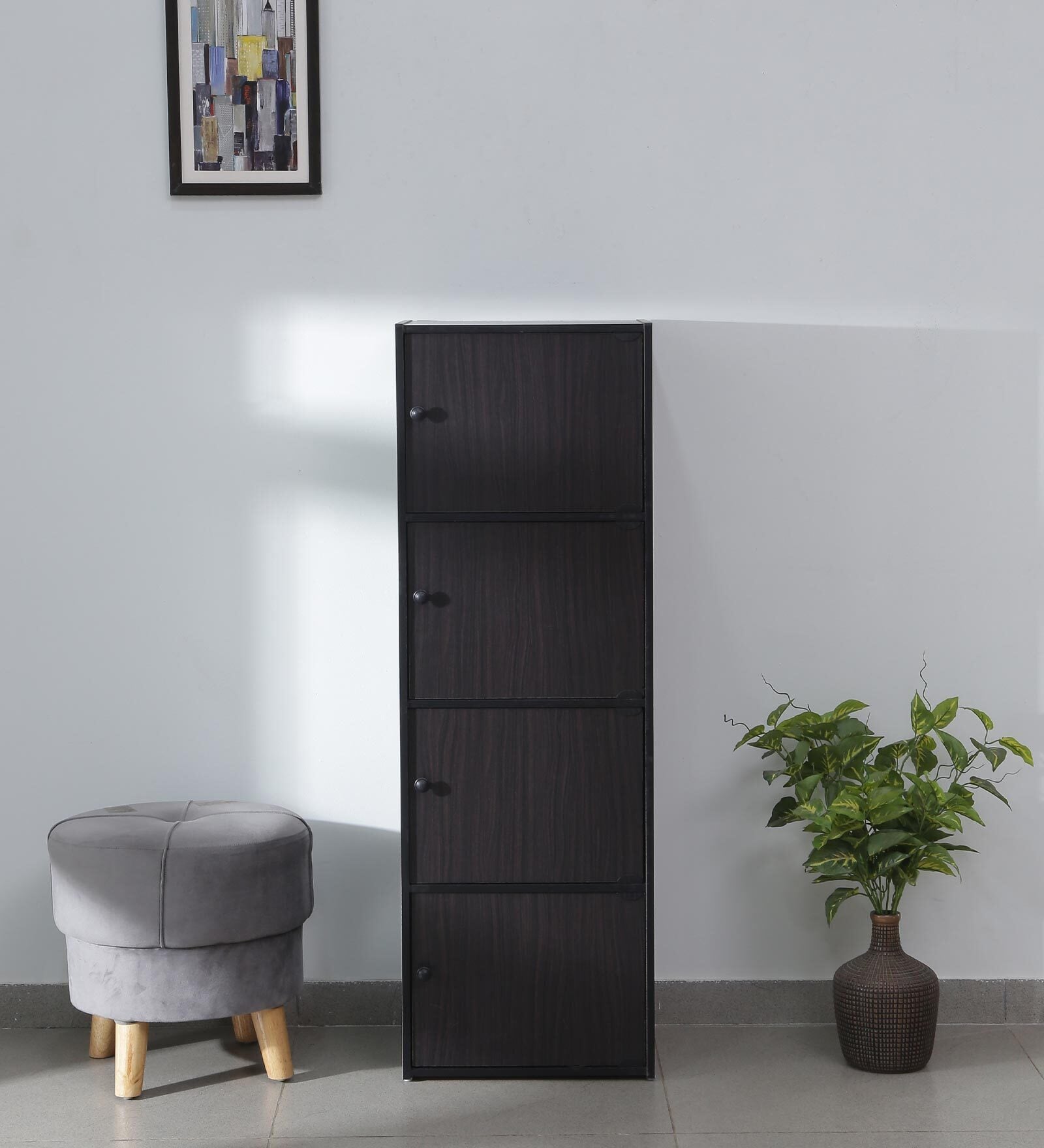 Iwami 4 Door File Cabinet in Cappuccino Finish