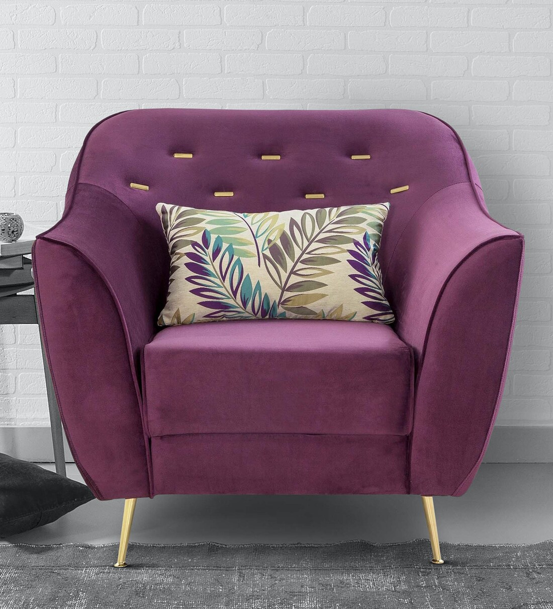 Buy Izmir Fabric 1 Seater Sofa in Wine Colour by Urban Living Online ...