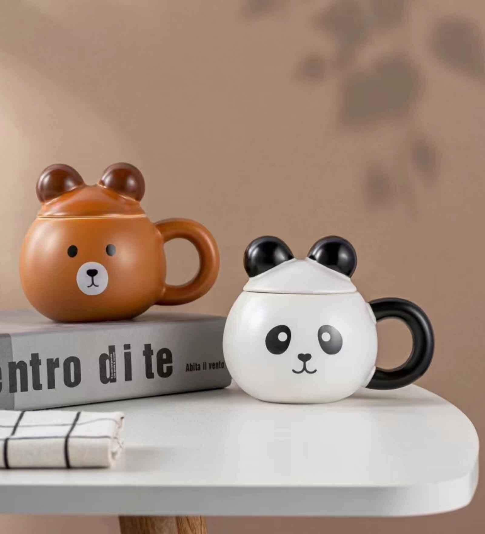 Animal Printed Ceramic Mug with Lid for Kids (375ml)
