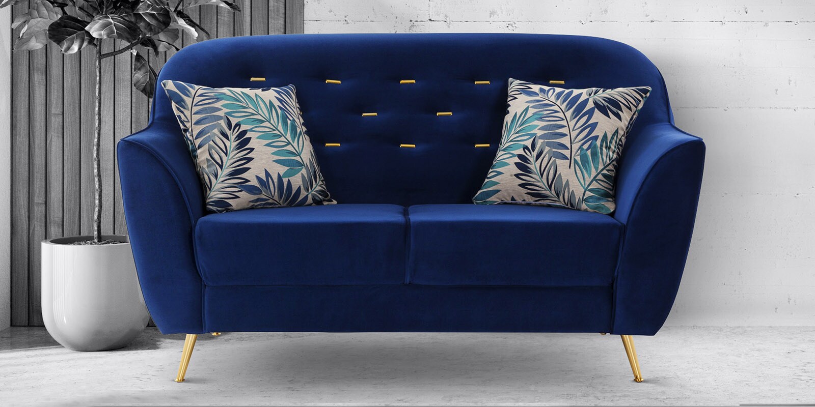 Izmir 2 Seater Sofa in Blue Colour