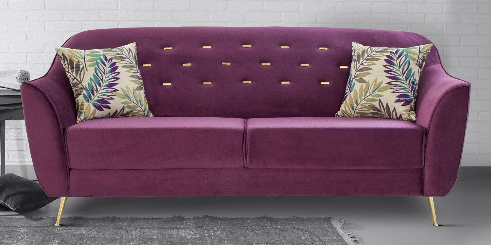 Buy Izmir Fabric 3 seater Sofa in Wine Colour at 21% OFF by Casacraft ...
