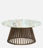 Izegem Metal Coffee Table  Set With Sawar Marble Top  In Antique Copper Finish