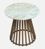 Izegem Metal Side Table With Sawar Marble Top In Antique Copper Finish