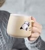 Panda Printed Ceramic Mugs with Lids and Spoons for Kids (Pack of 4, 400 ml)