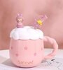 Kid's Ceramic Stars Printed Mug with Straw and Lid (420 ML)
