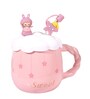 Kid's Ceramic Stars Printed Mug with Straw and Lid (420 ML)