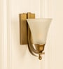 J Brass Antique Finish Wall Lamp with Hammered Frosted Glass Shade