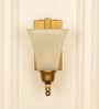 J Brass Antique Finish Wall Lamp with Hammered Frosted Glass Shade