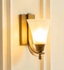 J Brass Antique Finish Wall Lamp with Hammered Frosted Glass Shade