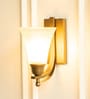J Brass Antique Finish Wall Lamp with Hammered Frosted Glass Shade