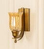 J Wall Lamp Brass Antique Finish with Chimney Crackled Glass Golden Luster Shade
