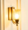 J Wall Lamp Brass Antique Finish with Chimney Crackled Glass Golden Luster Shade