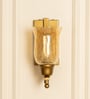 J Wall Lamp Brass Antique Finish with Chimney Crackled Glass Golden Luster Shade