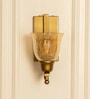 J Wall Lamp Brass Antique Finish with Cup Crackled Glass Golden Luster Shade