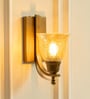 J Wall Lamp Brass Antique Finish with Cup Crackled Glass Golden Luster Shade