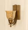 J Wall Lamp Brass Antique Finish with Cup Crackled Glass Golden Luster Shade