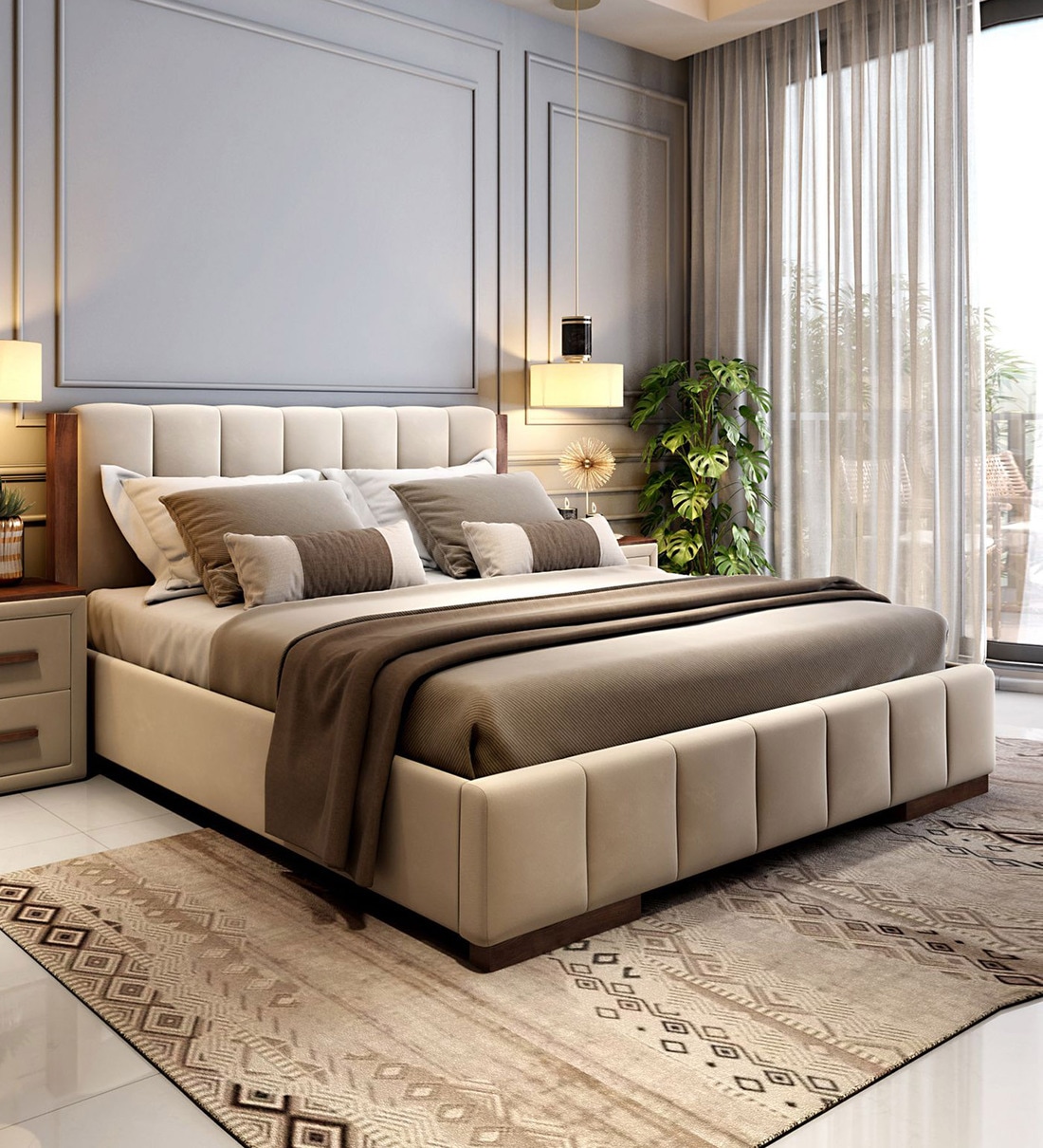 Upholstered bed store pepperfry