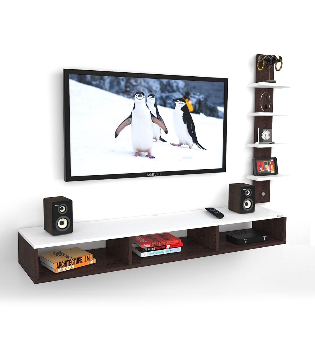 Buy Jadis Wall Mount TV Shelf For TV Upto 55\ in Wenge White Finish by Anikaa Online TV