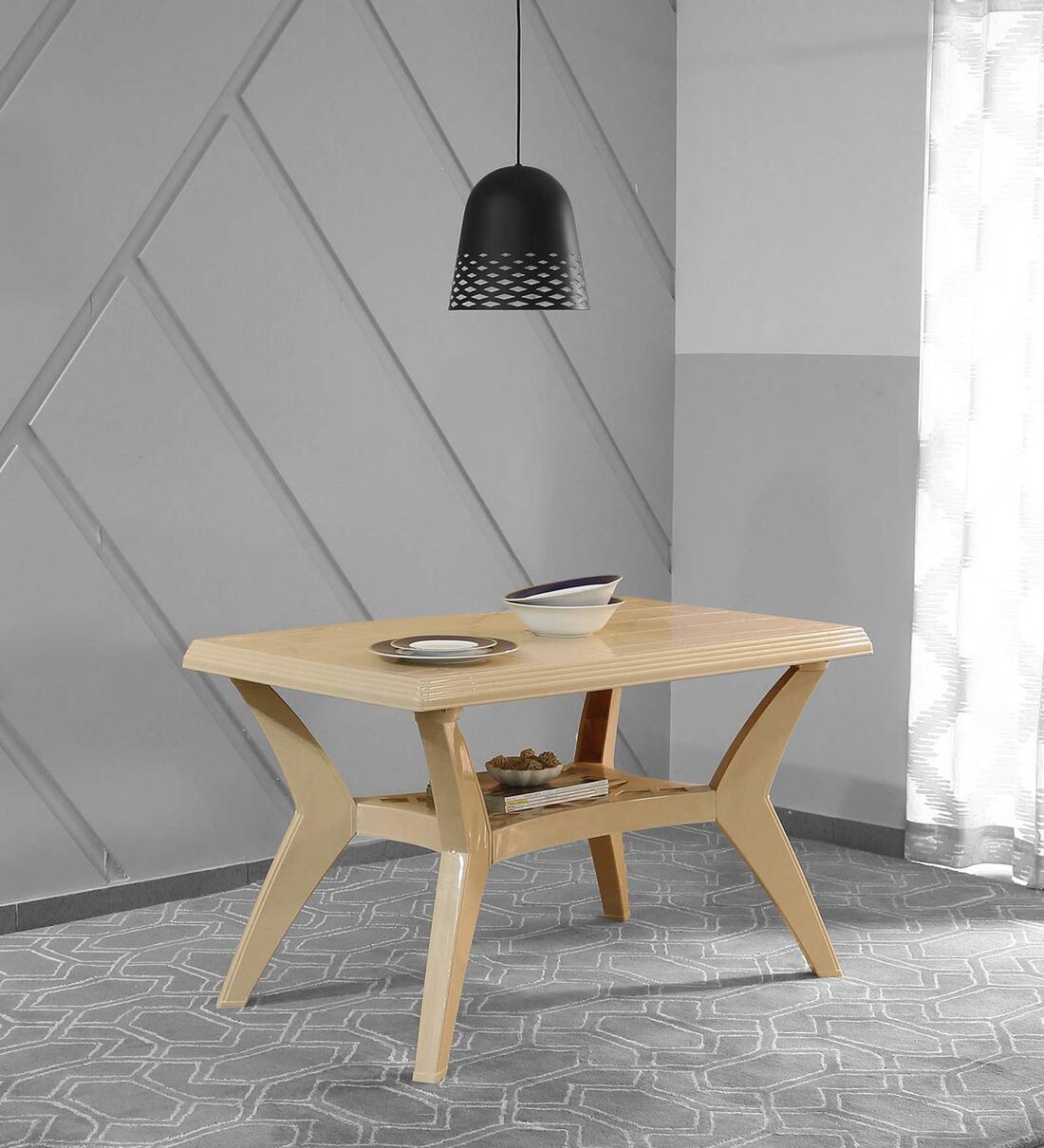 Buy Jaipur Roma Dining Table in Beige Colour by National Plastics