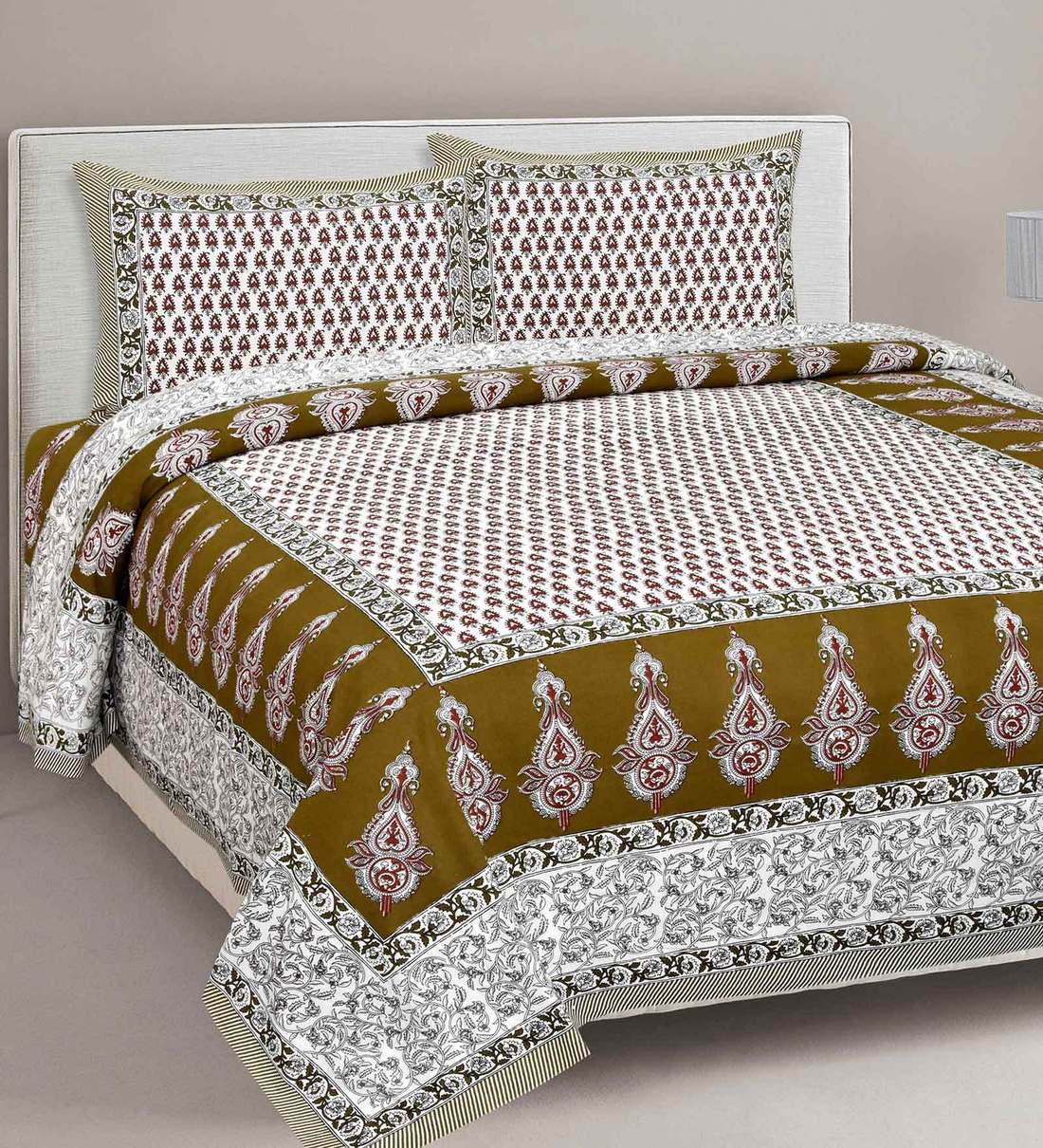 Buy Jaipuri 100 Cotton 280TC Double Bedsheet with 2 Pillow Covers Online Traditional Double