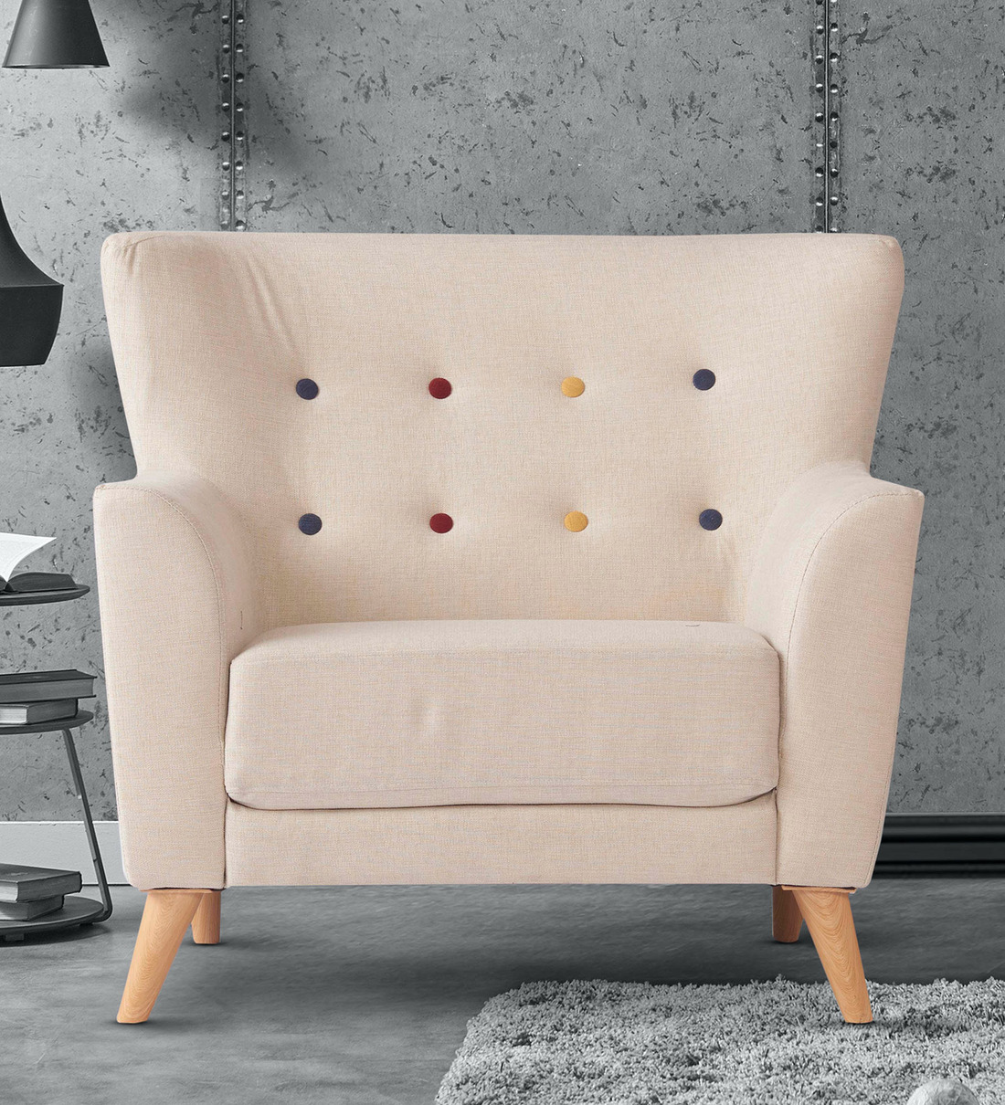 Buy Jamaica 1 Seater Sofa in Beige Colour by Urban Living Online Mid