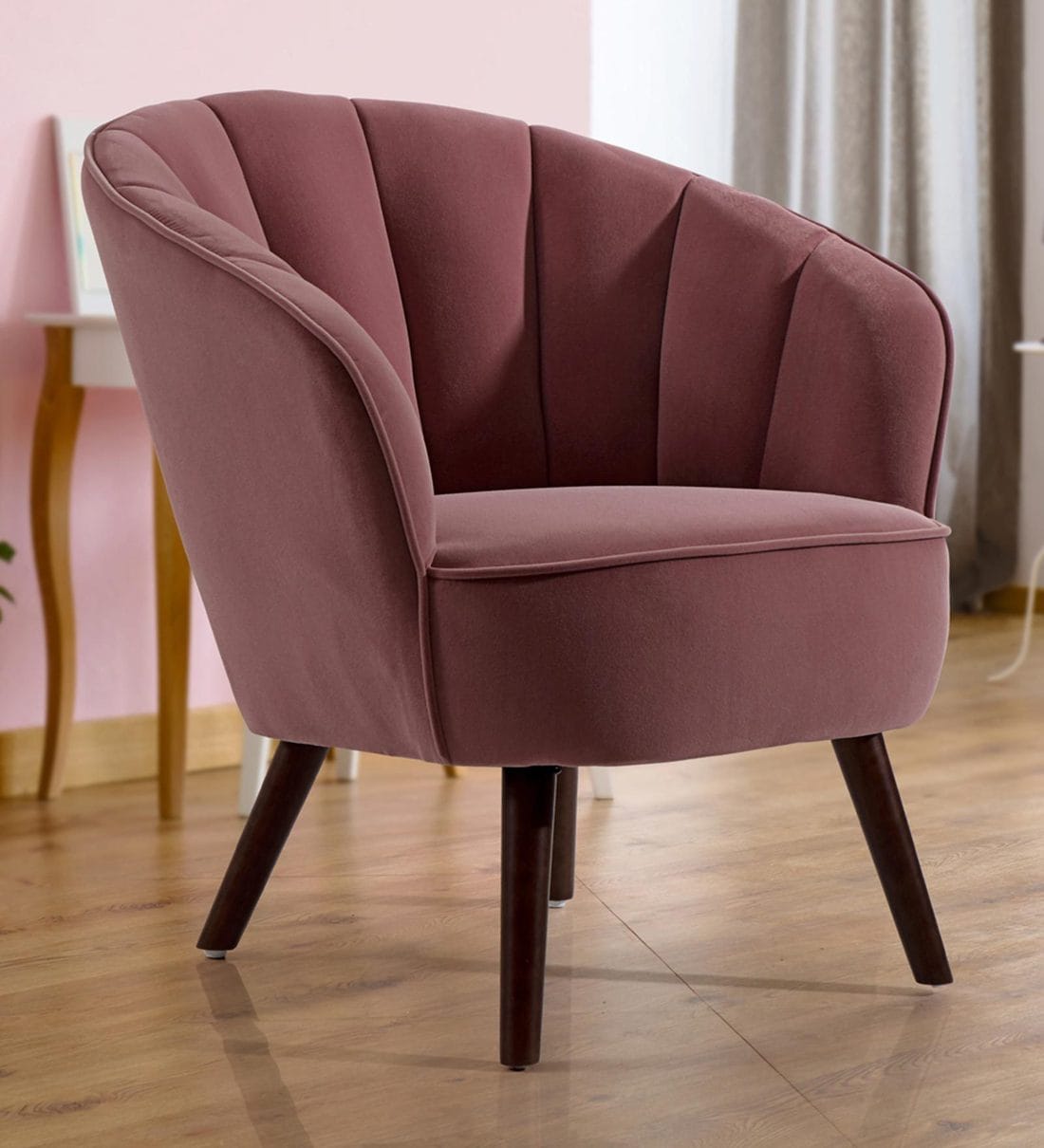 pink material chair