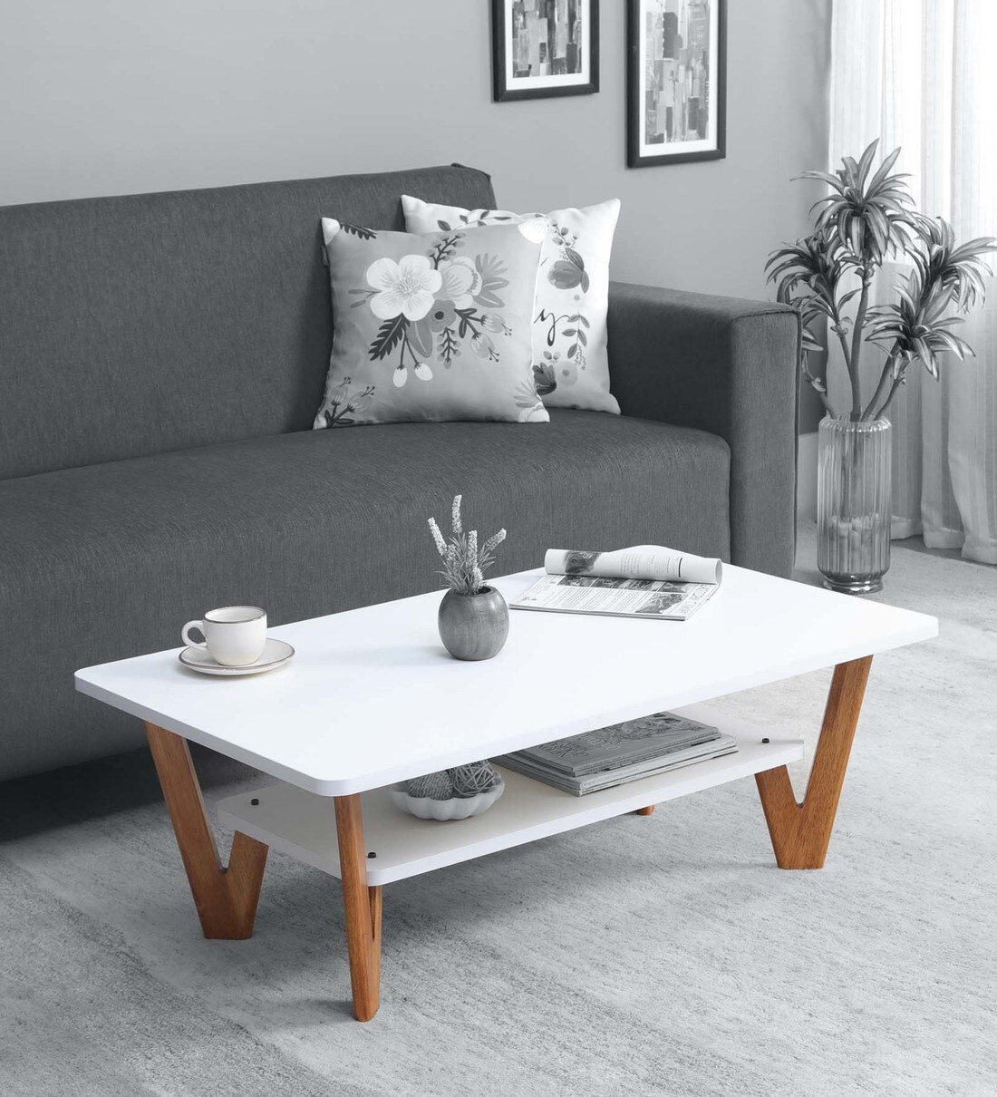 Buy Coffee Table in White Colour CasaCraft By Pepperfry Online