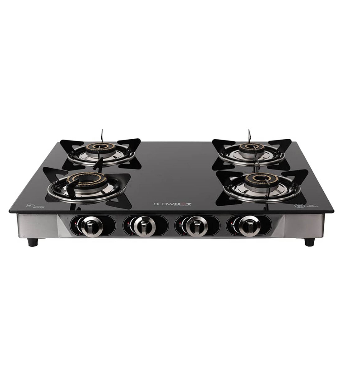 Buy Jasper Heavy Brass 4 Burner Manual Gas Stove Toughened Glass