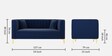 Jack Velvet 2 Seater Sofa Navy Blue Colour
