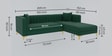 Jack velvet LHS sectional  Sofa in Forest Green  Colour