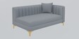 Jack Velvet RHS sectional Sofa in Light Grey Colour