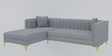 Jack Velvet RHS sectional Sofa in Light Grey Colour