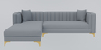 Jack Velvet RHS sectional Sofa in Light Grey Colour