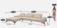 Jauna Fabric RHS Sectional Sofa (3 + Lounger) in Beige Colour
