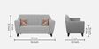 Java Velvet 2 Seater Sofa In Grey Colour