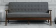 Jazmin Solid Wood 3 Seater Sofa In Dark Grey & Brown Oak Finish