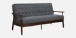 Jazmin Solid Wood 3 Seater Sofa In Dark Grey & Brown Oak Finish