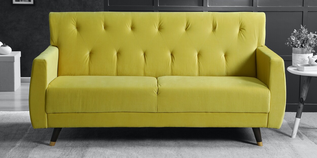 Buy Jaden 3 Seater Velvet Sofa in Mustard Colour at 2 OFF by Casacraft