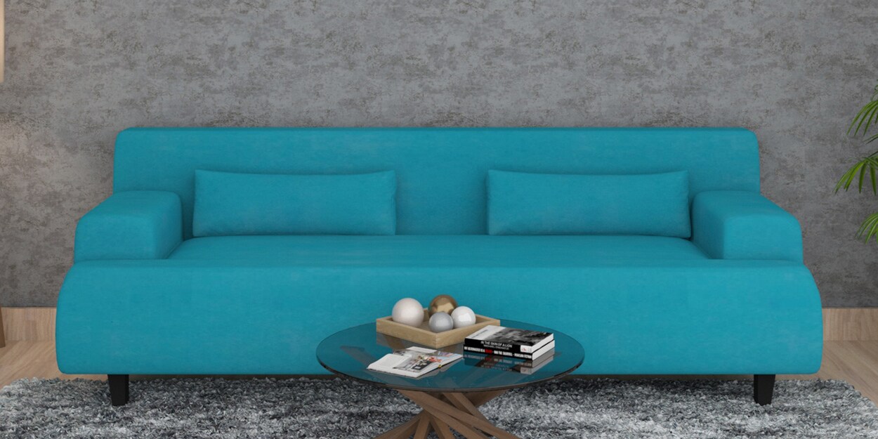 Buy Jay Fabric 3 Seater Sofa in Blue Colour by Varanda Woods Online