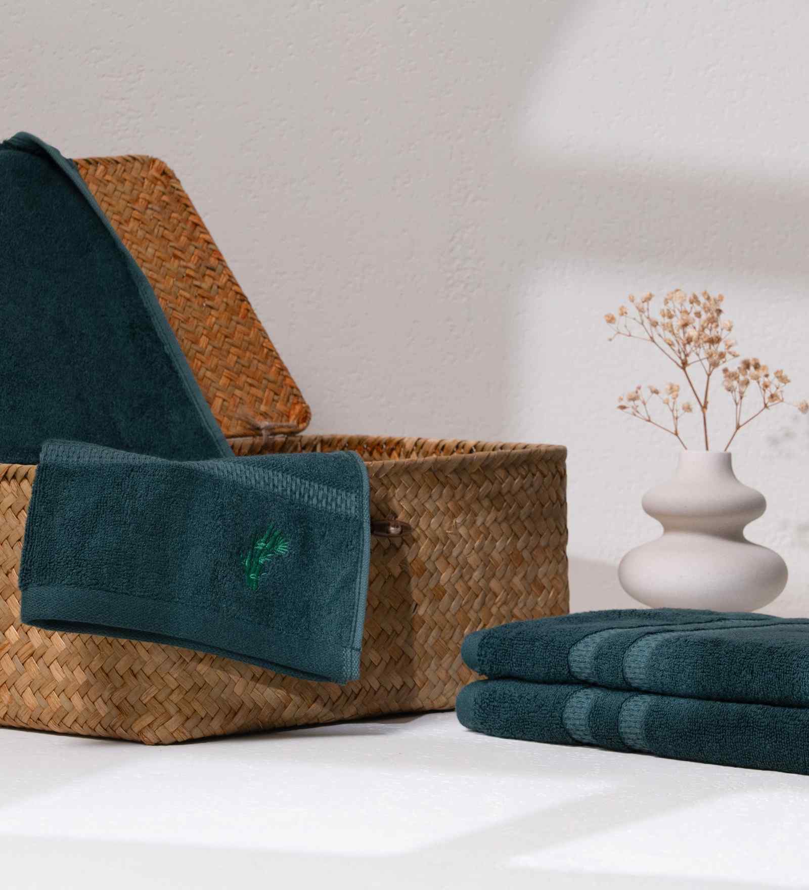 Jade Forest Bamboo and Cotton Solid 600 GSM Hand Towels Pack of 2