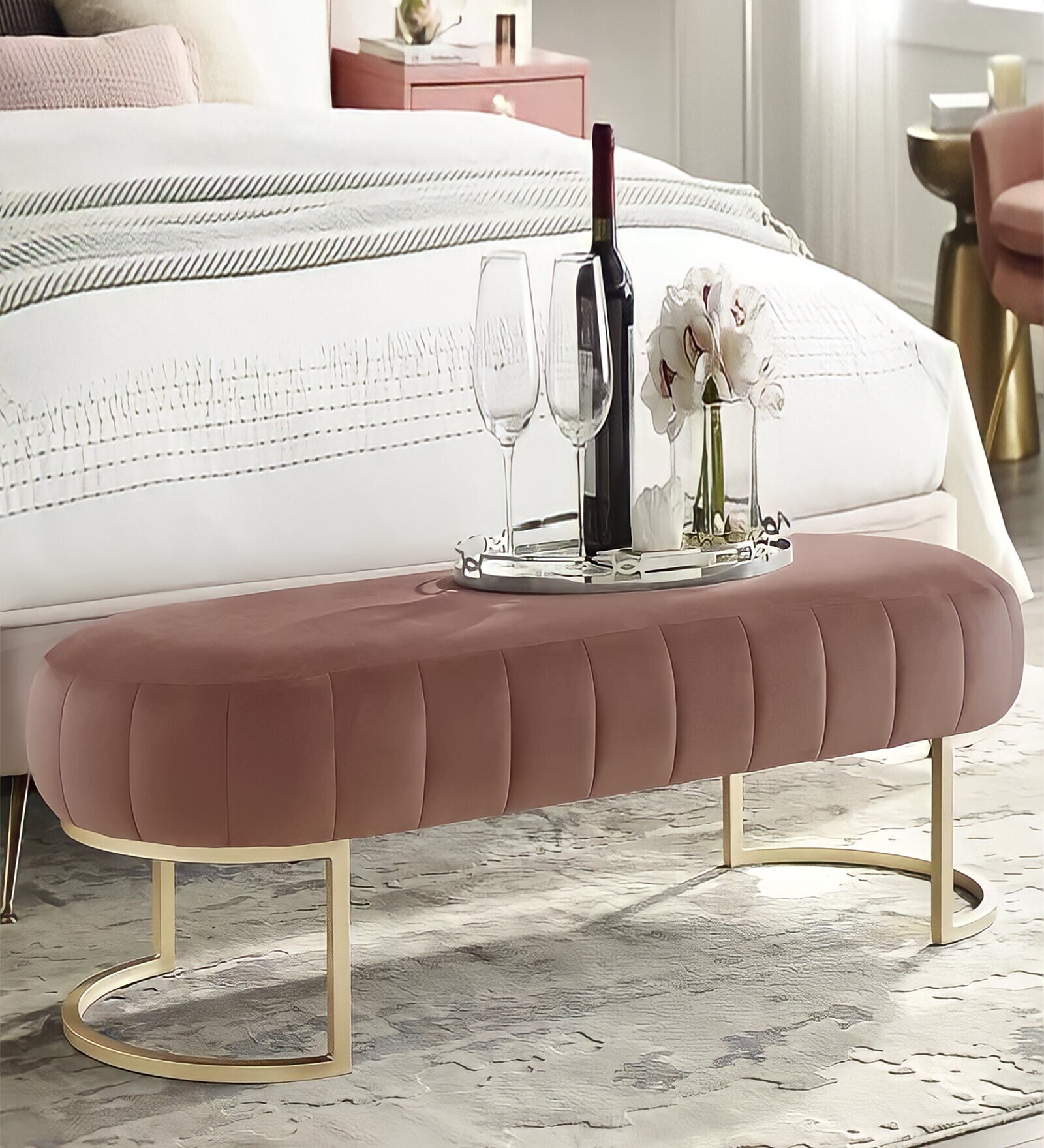 Jaguar Metal Bench in Pink Colour Jaguar Metal Bench in Pink Colour